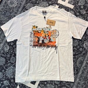 Stussy White Tee with Colorful Graphic